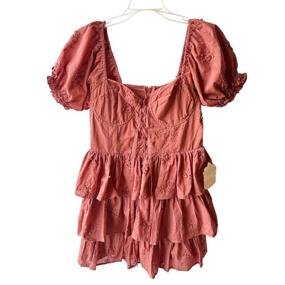 Altar'd State Dresses & Skirts - Altar’d State Womens Dress S NWT Cottagecore Tiered Bustier‎ Corset Eyelet Pink